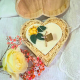 Herzkerze mit Zitronen, vegan und rustikal, in Holz-Geschenkbox