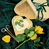 Zitronen-Themen Herzkerze in umweltfreundlicher Holzherz-Geschenkbox